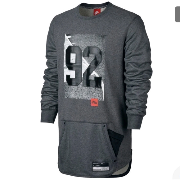 NIKE air 92 crew neck long sleeves sweatshirt gray size large - Picture 3 of 14